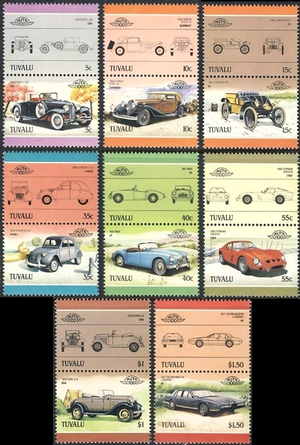 1985 Tuvalu Leaders of the World, Automobiles (3rd series) Stamps