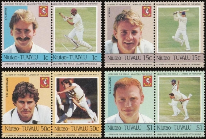 1985 Niutao Leaders of the World, Cricket Players Stamps