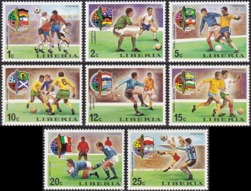 Liberia 1974 World Cup Soccer Championship, Munich Stamps