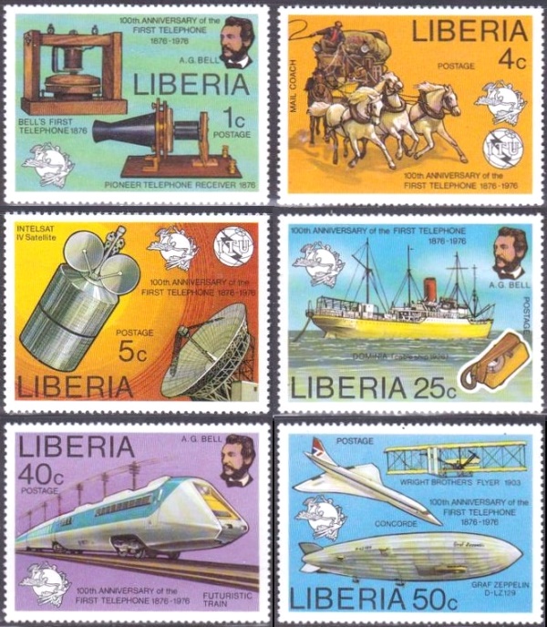 Liberia 1976 Centenary of the First Telephone Call Stamps