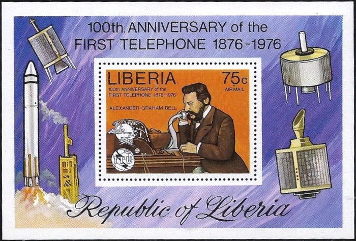 Liberia 1976 Centenary of the First Telephone Call Souvenir Sheet