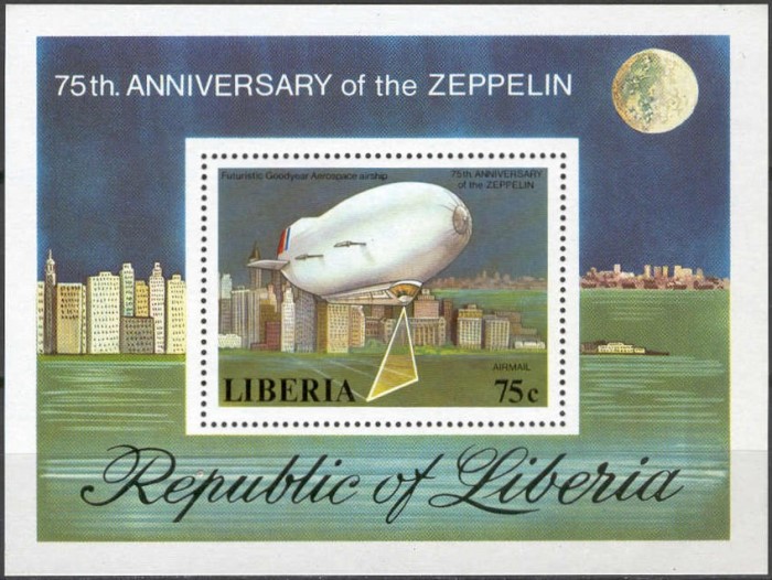 Liberia 1978 75th Anniversary of the Zeppelin Souvenir Sheet