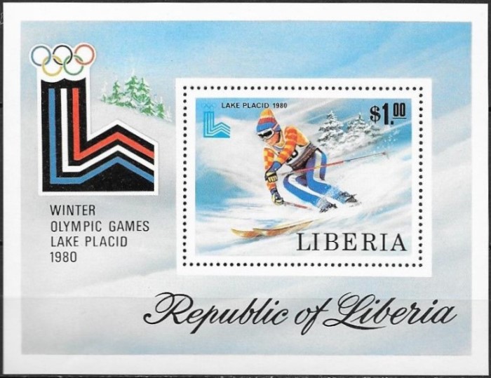 Liberia 1980 13th Winter Olympic Games, Lake Placid Souvenir Sheet