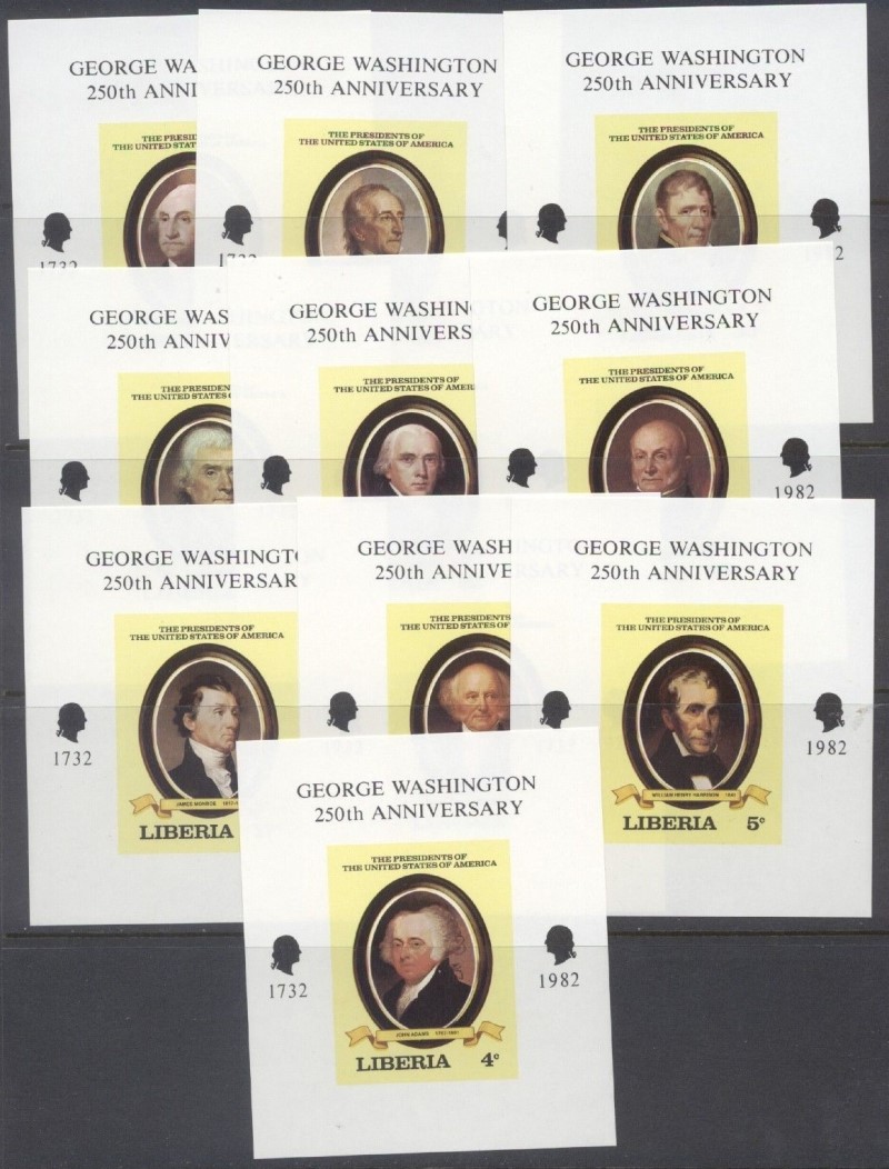 Liberia 1981 Presidents of the United States (1st series) Deluxe Sheetlet Set