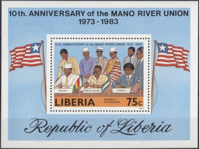 Liberia 1984 10th Anniversary of the Mano River Union Souvenir Sheet