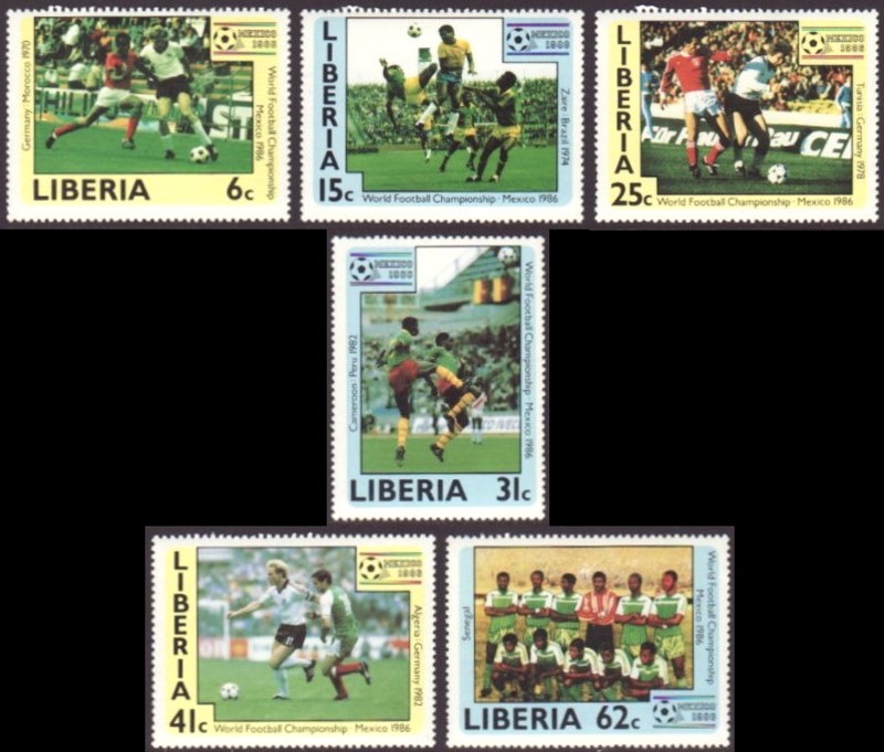 Liberia 1985 World Cup Soccer Championshp, Mexico (1986) Stamps