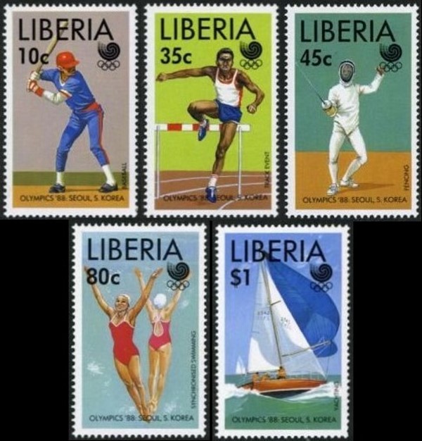 Liberia 1988 Summer Olympics, Seoul Stamp Set