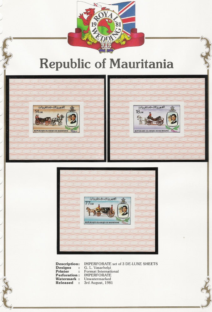 Mauritania 1981 Royal Wedding of Prince Charles and Lady Diana Deluxe Sheetlet Set