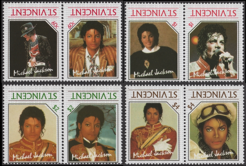 Saint Vincent 1985 Michael Jackson Inverted Frame Error Stamp Forgeries