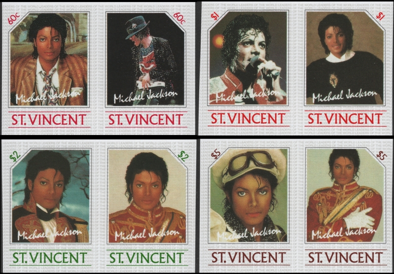 Saint Vincent 1985 Michael Jackson Imperforate Stamp Forgeries