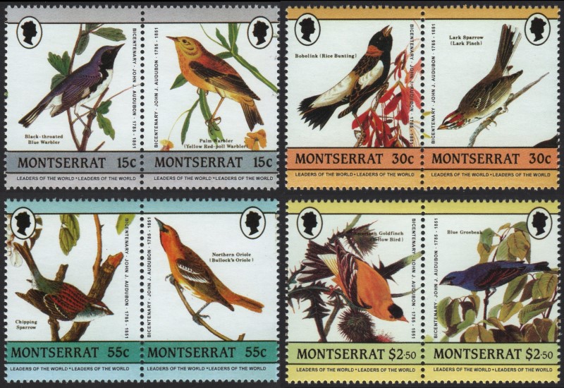The Forged Unauthorized Reprint Montserrat 1985 Audubon Birds Stamp Set