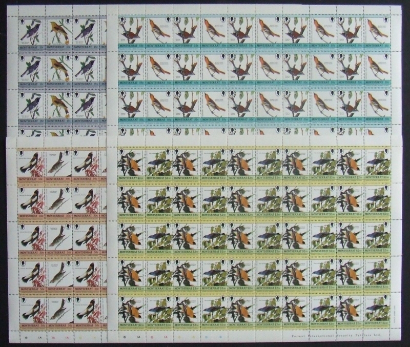 Montserrat 1985 Leaders of the World Audubon Birds Original print Stamp Panes