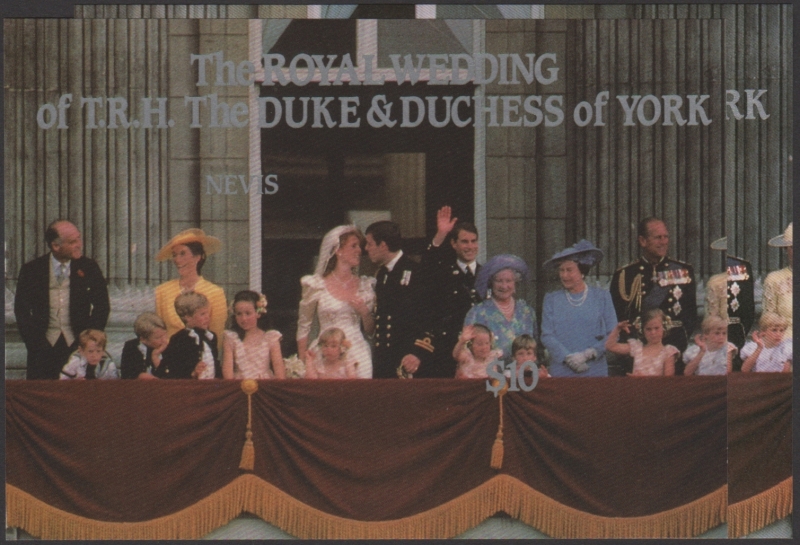 Nevis 1986 Royal Wedding Fake with Original Size Comparison of the Souvenir Sheets