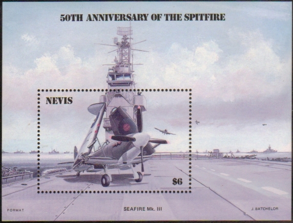 1986 50th Anniversary of the Spitfire error (missing yellow) Souvenir Sheet
