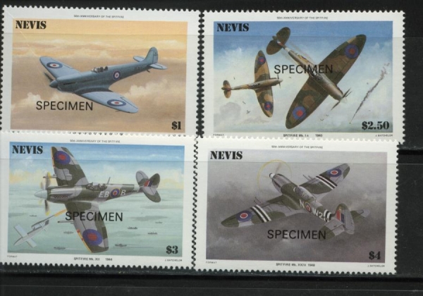 1986 50th Anniversary of the Spitfire SPECIMEN Overprinted Stamps