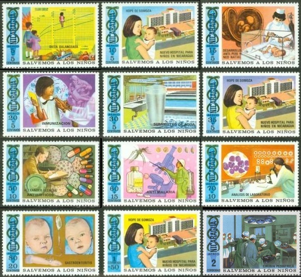 1973 Child Welfare and Children's Hospital, Managua Stamps