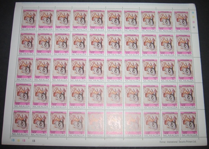 1974 Christmas and 500th Birth Anniversary of Michelangelo Full Sheet Proving Format Produced this Stamp Issue