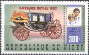 Niger 1982 Royal Birth of Prince William 300fr Stamp with Red Overprint