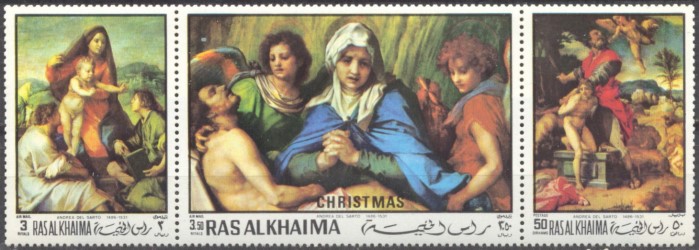 Ras al Khaima 1970 Christmas Paintings by Andrea Del Sarto Stamps