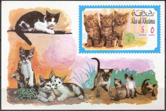 Ras al Khaima 1971 Cats Souvenir Sheet