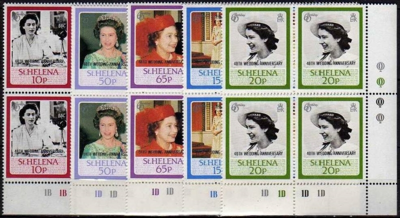 Saint Helena 1987 40th Wedding Anniversary of Queen Elizabeth Reprints with Questa Logo