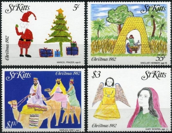 1982 Christmas, Children's Paintings Stamps