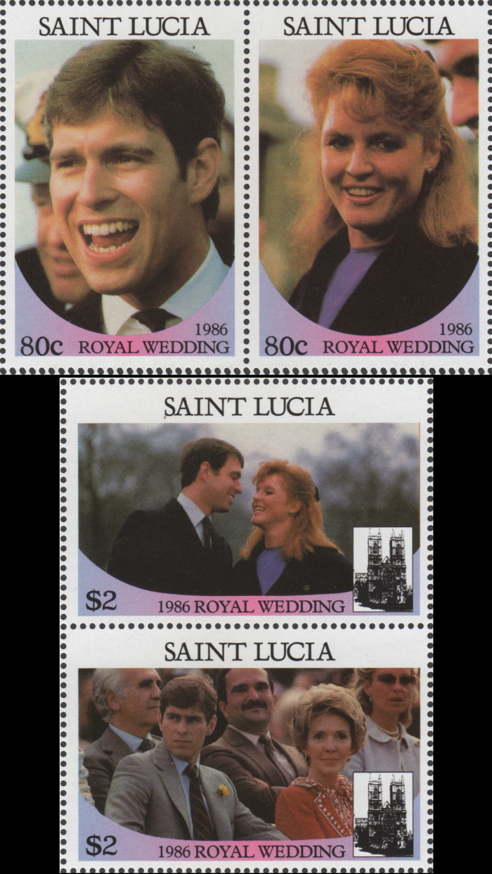 Saint Lucia 1986 Royal Wedding Forgery Set