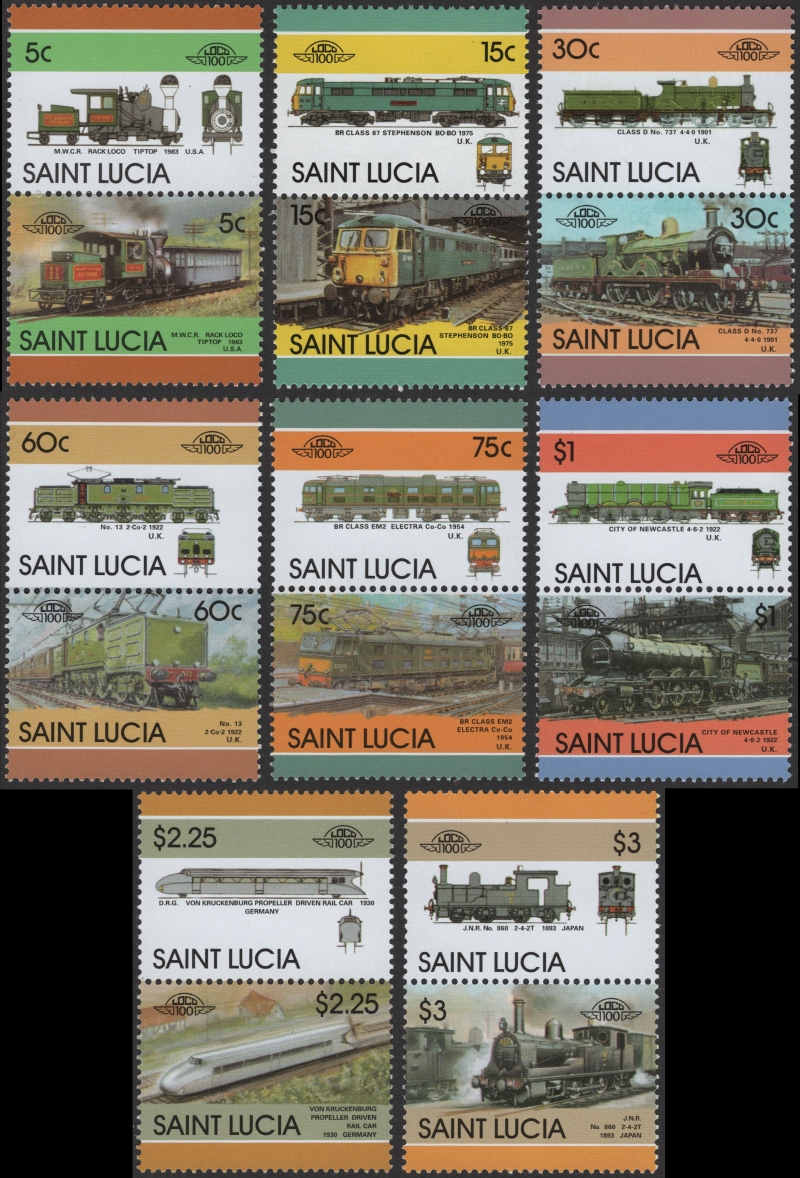Saint Lucia 1986 Leaders of the World Automobiles 4th Series Stamp Forgery Set