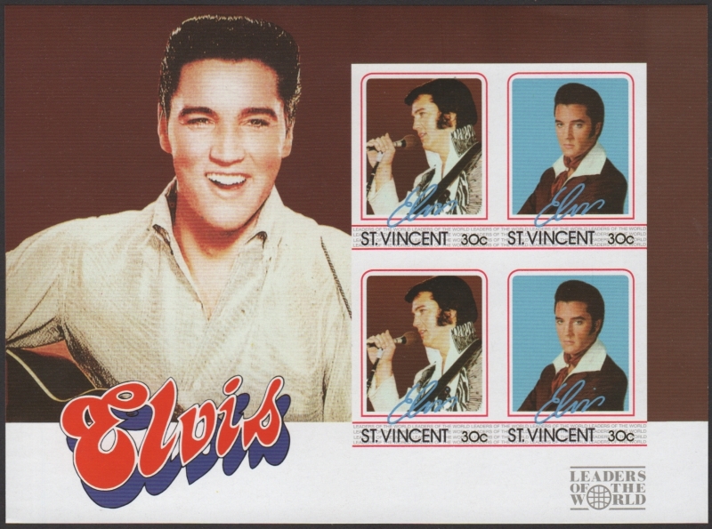 Saint Vincent 1985 Elvis Presley Imperforate Stamp Souvenir Sheet Forgery
