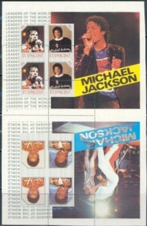The Forged Unauthorized Reprint Michael Jackson Misperforated Souvenir Sheet Error