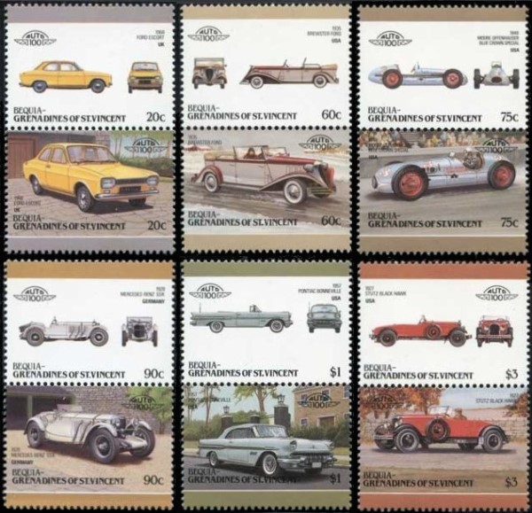 1986 Leaders of the World 6th Series Automobiles Stamps