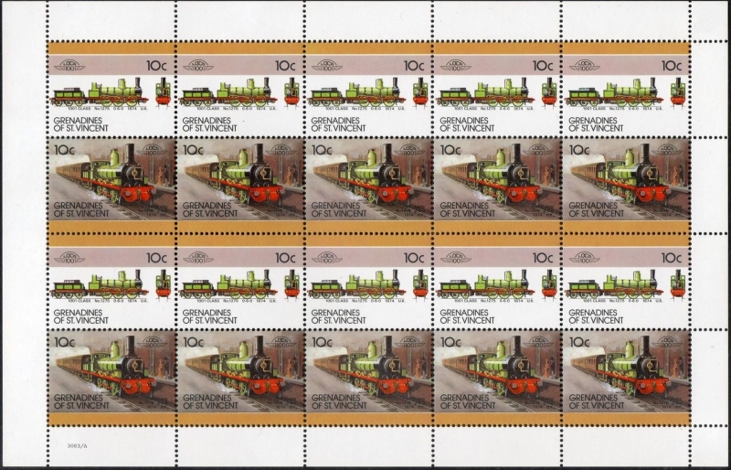 Saint Vincent Grenadines 1987 Locomotives Class 1001 10c Original print Stamp Pane