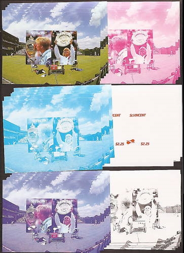 1987 International Lawn Tennis Players Progressive Proof Souvenir Sheets