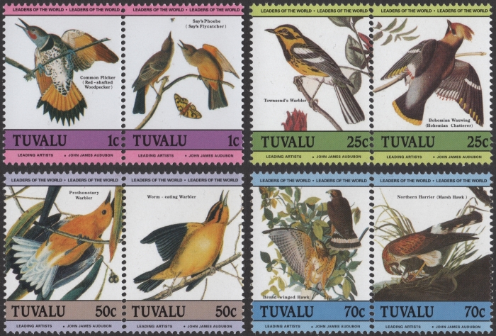 Tuvalu 1985 Audubon Birds Forgery Set