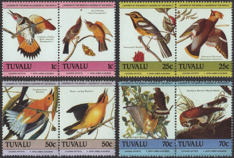 The Forged Unauthorized Reprint Tuvalu 1985 Audubon Birds Stamp Set