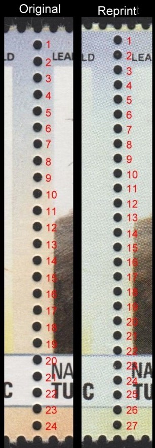 The Forged Unauthorized Reprint Nanumea 1985 Cats Perforation Comparison