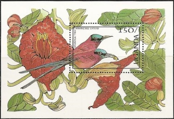 Uganda 1987 Birds and Animals Carmine Bee-eater Souvenir Sheet