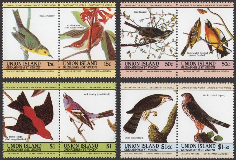The Forged Unauthorized Reprint Union Island 1985 Audubon Birds Stamp Set