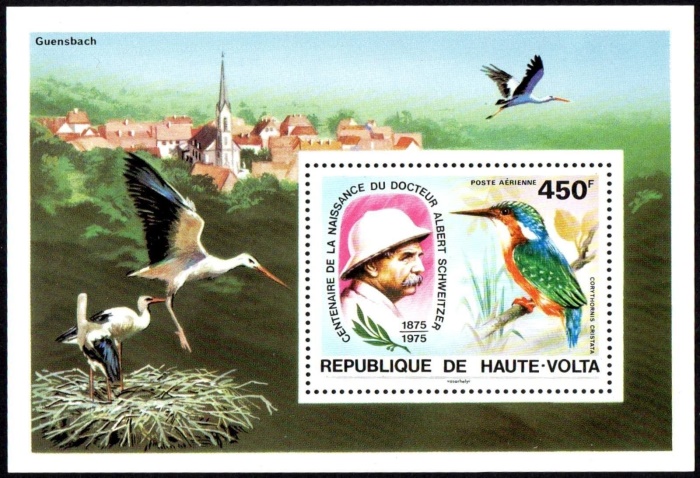 Upper Volta 1975 Birth Centenary of Albert Schweitzer Souvenir Sheet
