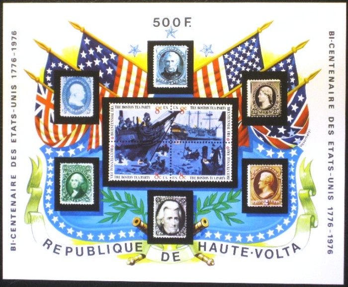 Upper Volta 1975 American Bicentennial (1st issue) Souvenir Sheet