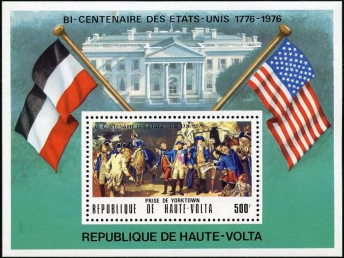 Upper Volta 1975 American Bicentennial (2nd issue) Souvenir Sheet