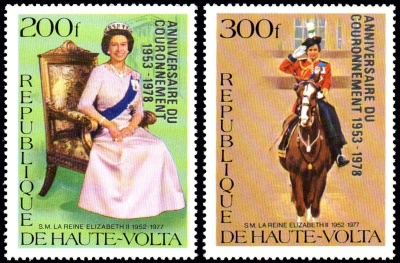 Upper Volta 1978 25th Anniversary of the Coronation of Queen Elizabeth II Overprinted Stamps