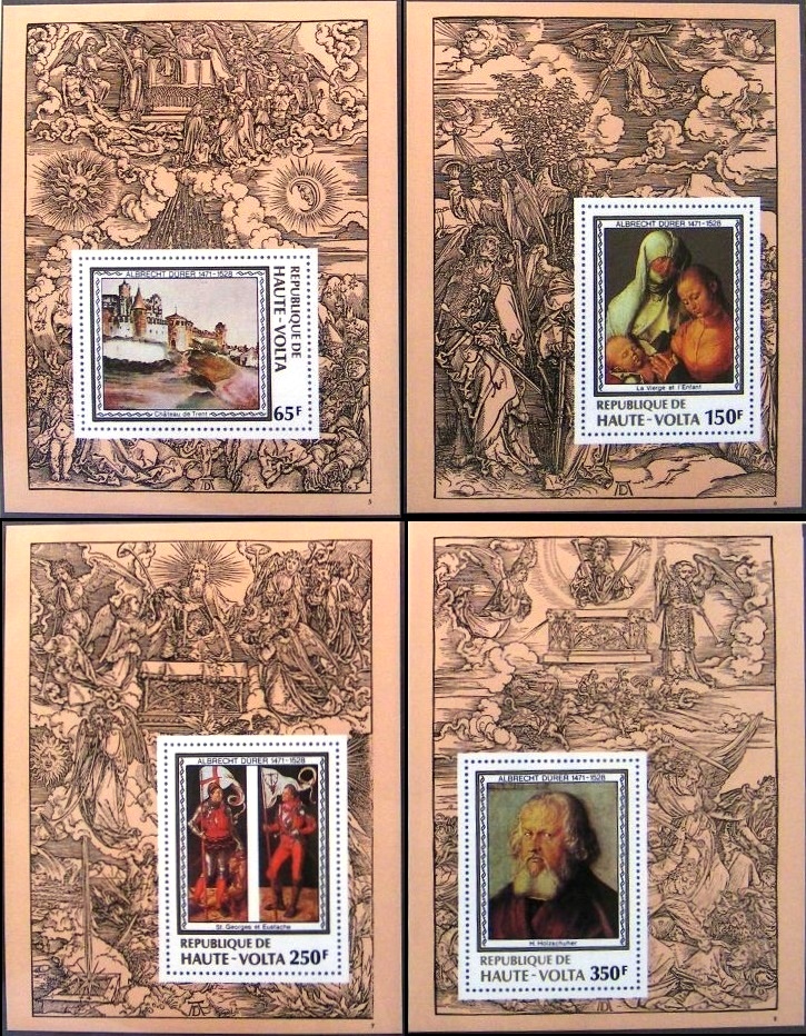 Upper Volta 1978 Paintings by Dürer Unlisted Deluxe Souvenir Sheet Set