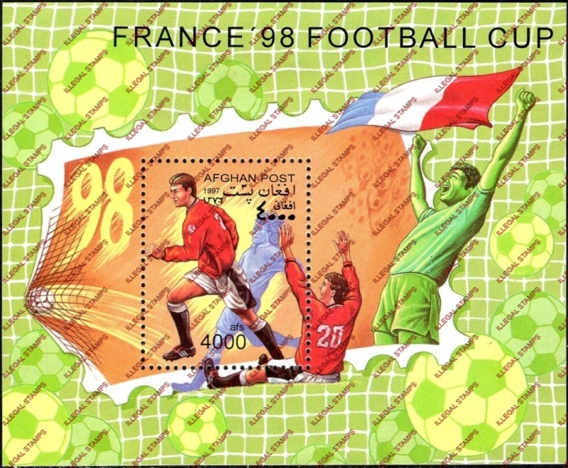 Afghanistan 1997 World Cup Soccer (1998) Illegal Stamp Souvenir Sheet of One