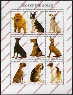 Afghanistan 1999 Dogs of the World Illegal Stamp Sheetlet of Nine Afghanistan 1999 Dogs of the World Illegal Stamp Sheetlet of Nine