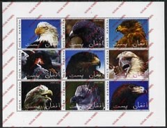 Afghanistan 1999 Eagles Illegal Stamp Sheetlet of Nine Afghanistan 1999 Eagles Illegal Stamp Sheetlet of Nine