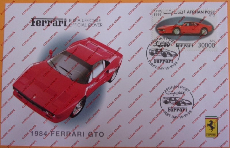 Afghanistan 1999 Ferrari Illegal Stamp Bogus First Day Cover Afghanistan 1999 Ferrari Illegal Stamp Bogus First Day Cover