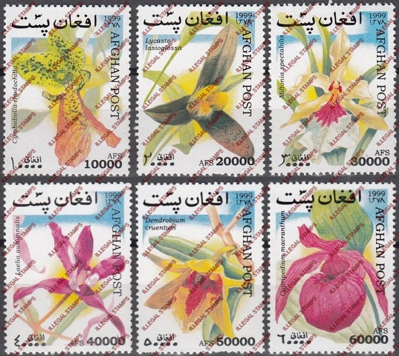 Afghanistan 1999 Orchids Illegal Stamp Set of Six Afghanistan 1999 Orchids Illegal Stamp Set of Six