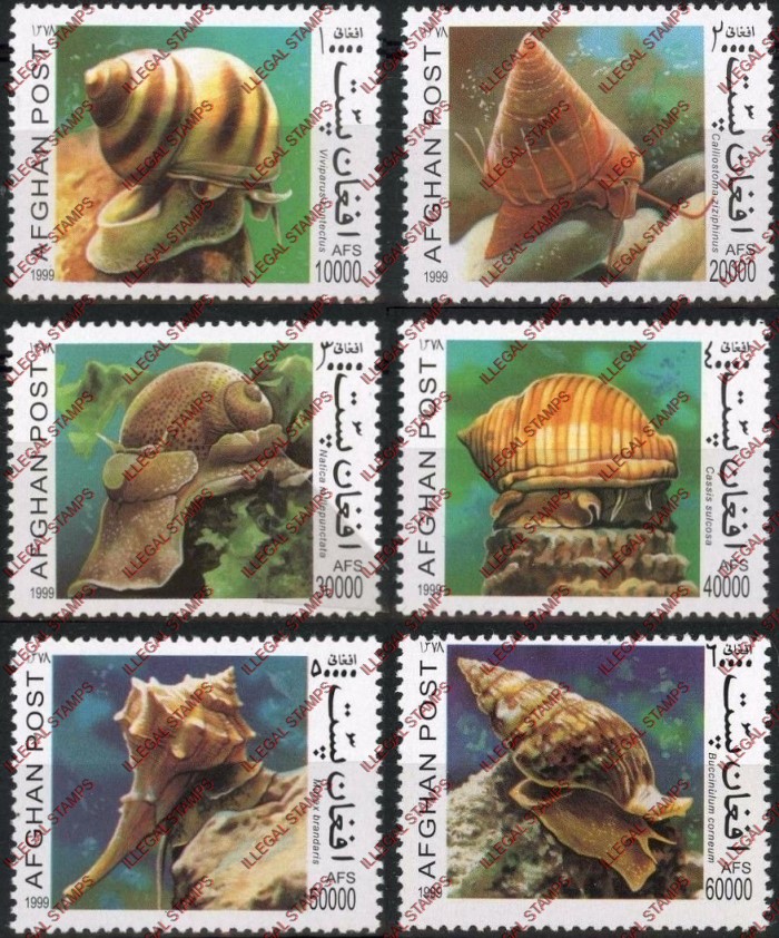 Afghanistan 1999 Snails Illegal Stamp Set of Six Afghanistan 1999 Snails Illegal Stamp Set of Six