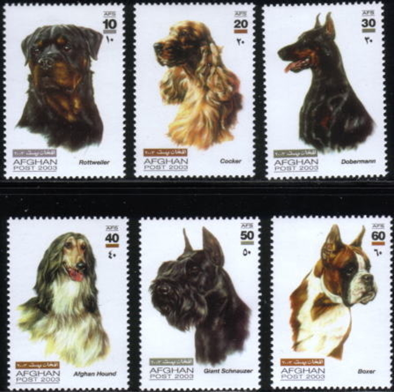 Afghanistan 2003 Dogs Official Stamp Set Afghanistan 2003 Dogs Official Stamp Set